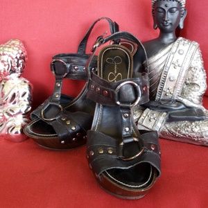 Jessica Simpson metal stud platforms